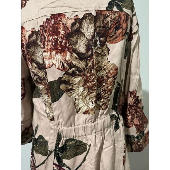 Chico’s soft blush floral dusty rose pink draped front cardigan jacket 1 (8) - Picture 4 of 9